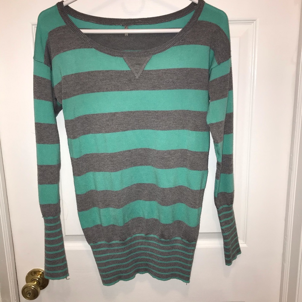 Poof torquoise striped sweater
